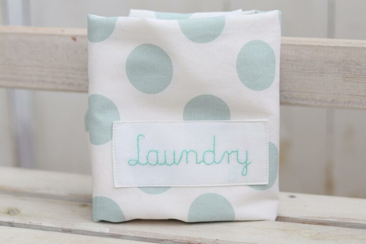 Personalized Kids Laundry Hamper, Baby Polka Dot Laundry Storage Bag, Mint Nursery Storage