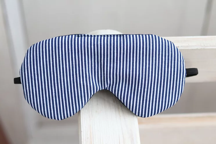 Adjustable sleeping eye mask, navy blue stripes cotton travel gifts, Organic Eye cover for Travel