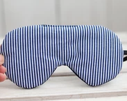 Adjustable sleeping eye mask, navy blue stripes cotton travel gifts, Organic Eye cover for Travel