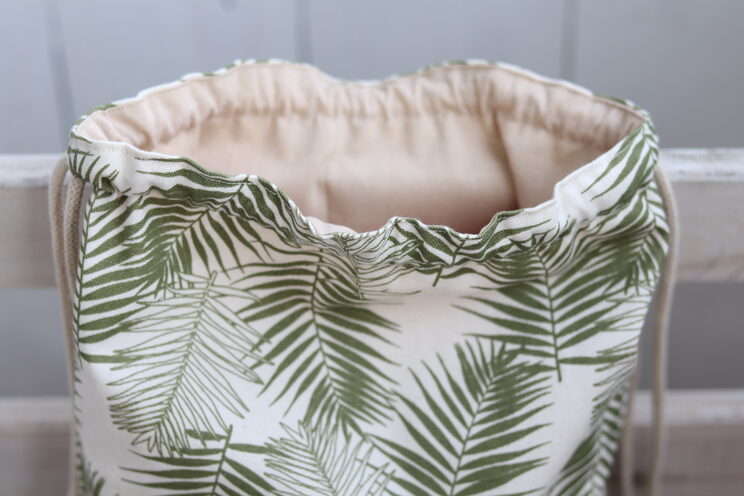 Petit Sac à Dos Draftstring En Coton Vert Avec Poche Zippée Sac à Dos Minimaliste Vert Léger Cadeau De Voyage