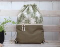 Small Drafstring Backpack Made Of Green Cotton With Zippered Pocket Green Lightweight Travel Gift Minimalist Backpack