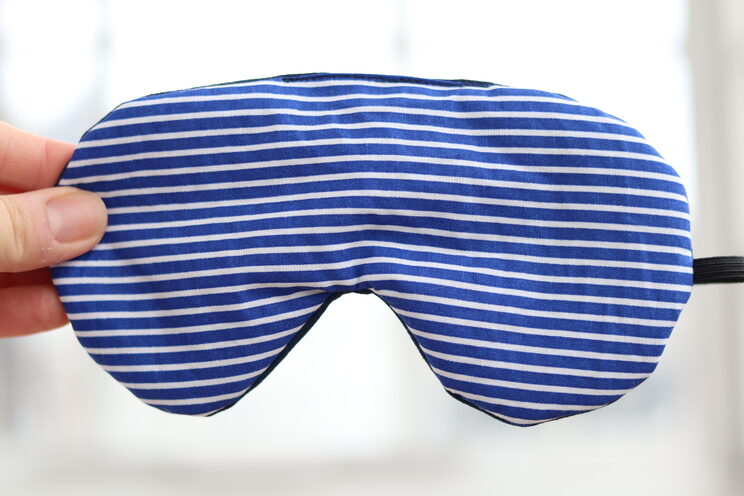 Blue Stripes Adjustable Sleeping Eye Mask Cotton Travel Gift, Soft Eye Cover For Travel