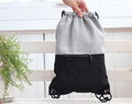 Linen Black Gray Backpack With Pocket, Lightweight Travel Gift For Her Or Him 50x36cm ~ 19.7" X 14"