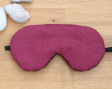 Adjustable burgundy linen mask, sleeping eye mask, linen both sides, travel gifts, Eye cover for Travel Active 