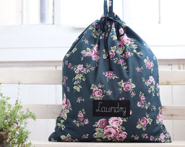 Personalized Laundry Hamper, Cotton floral laundry organizer, English style decor dirty clothes tote