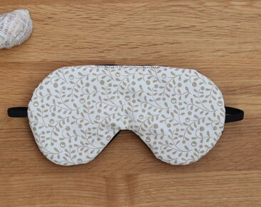 Adjustable sleeping eye mask, beige floral cotton travel gifts, Organic Eye cover for Travel 