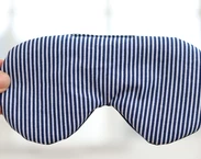 Adjustable sleeping eye mask, navy blue stripes cotton travel gifts, Organic Eye cover for Travel