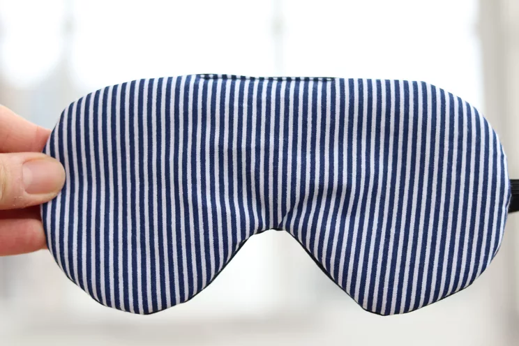 Adjustable sleeping eye mask, navy blue stripes cotton travel gifts, Organic Eye cover for Travel