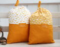Personalized Travel Pouches For Kids Mustard Color With Clean And Dirty Labels, Lingerie Bags For Kindergarten