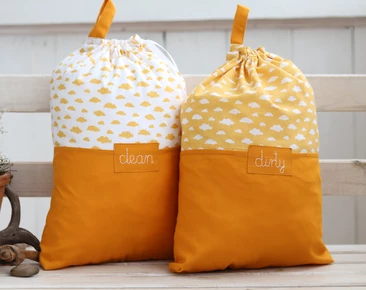 Personalized travel pouches for kids, Mustard clean and dirty lingerie bags for kindergarten, Kids travel organizer, Zero Waste baby shower gift 