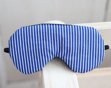 Organic Eye Cover for Travel Adjustable Sleeping Eye Mask with Blue Stripes Cotton
