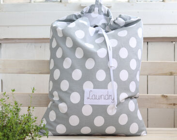 Personalisierter Wäschekorb für Kinder, Baby-Polka-Dot-Wäscheaufbewahrungstasche