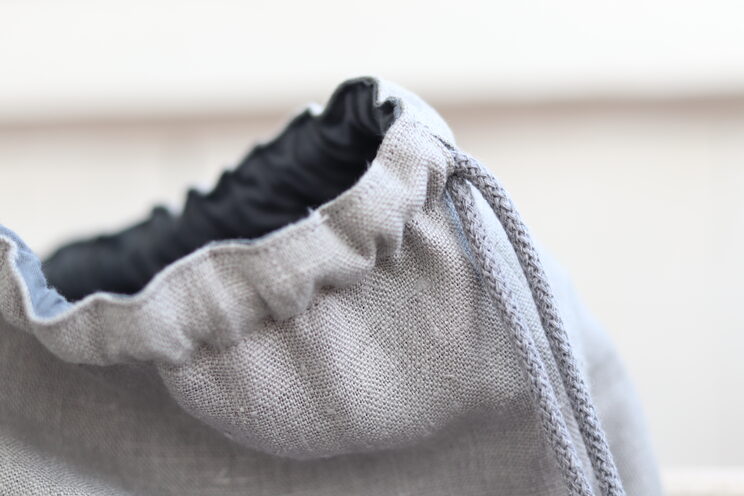 Linen Backpack With Zippered Pocket, Gray Lightweight Travel Gift, Drawstring Minimalist Backpack 50x36cm ~ 19.7" X 14"