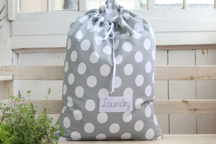 Personalized Kids Laundry Hamper, Baby Polka Dot Laundry Storage Bag