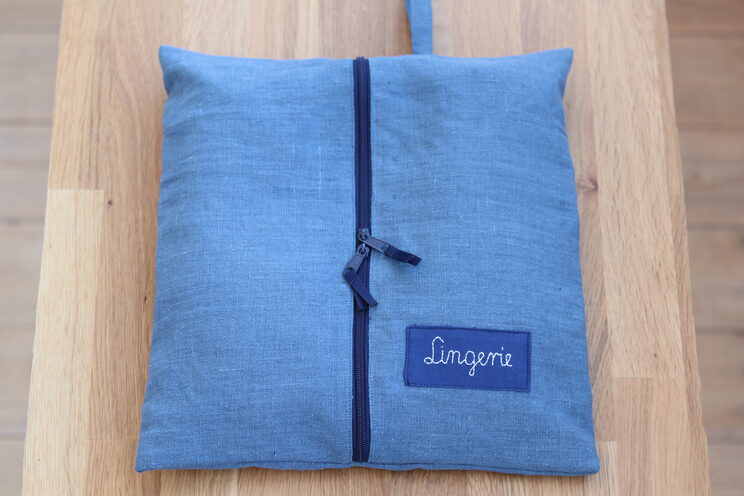 Travel Organizer, Travel Lingerie Bag, Blue Linen Cosmetic Bag, Knitting Bag, Personalized Travel Accessories, Underwear