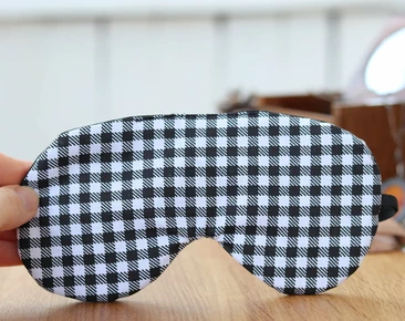 Adjustable sleeping eye mask, black and white checker cotton travel gifts, Organic Eye cover for Travel