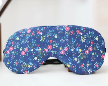 Regulowana maska na oczy do spania, prezenty podróżne z niebieskiej bawełny w kwiaty, Organic Eye Cover for Travel
