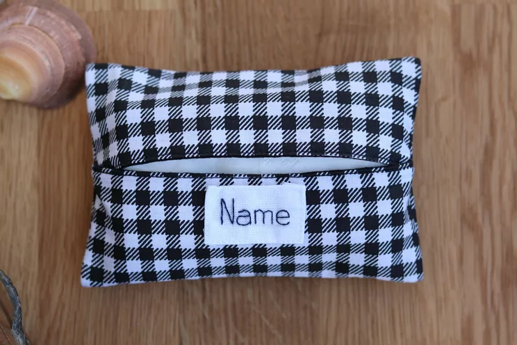 Personalized Tissue Holder, Travel Tissue Case Pocket, Black check Elegant 50th birthday idea gifts for dad